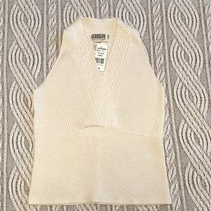 Silk White V-Neck Sleeveless Blouse Size Large NWT
